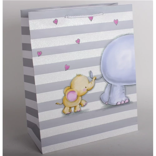 Dísztasak fáni szürke fehér csíkos 33 x 26 cm