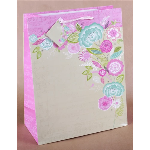 Dísztasak krém kottás + virág 33 x 26 cm