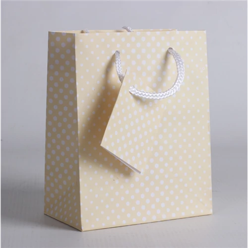Dísztasak krém-fehér pöttyös 14 x 11 cm