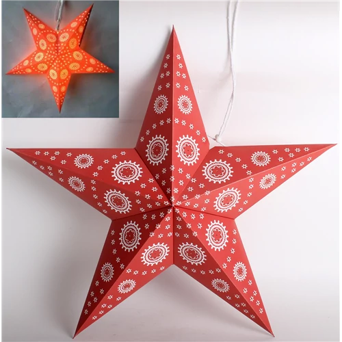 Piros lampion csillag fehér mintával
