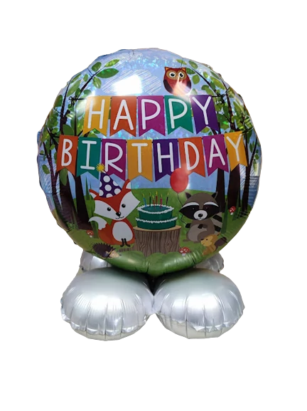 Happy Birthday erdei állatos talpas fólia lufi