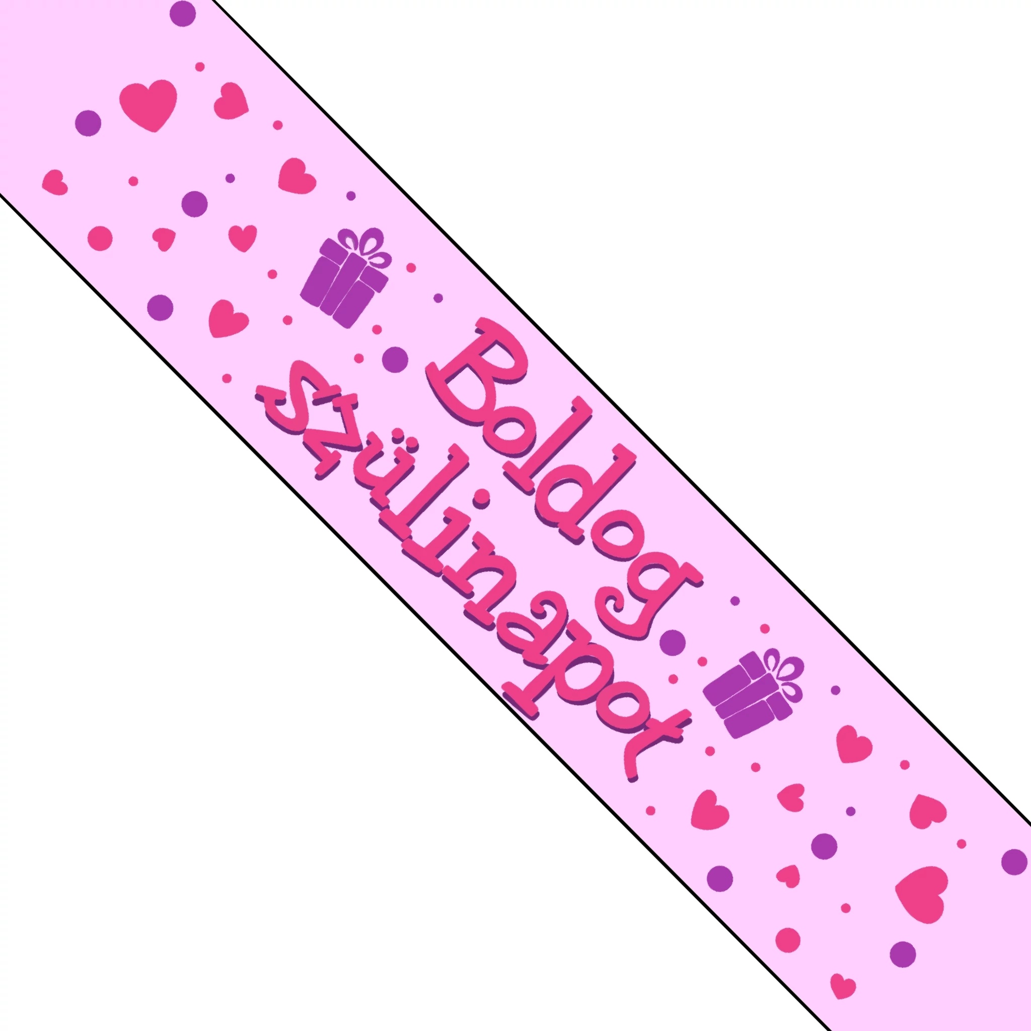 Vállszalag Pink Boldog Szülinapot Rózsaszín Szalagon