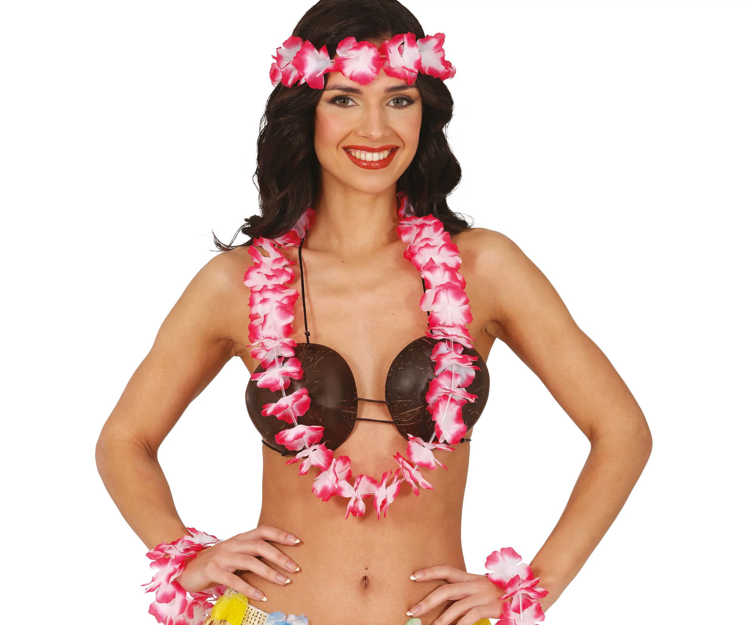 Hawaii szett piros (fejpánt, nyakfüzér, karkötő)