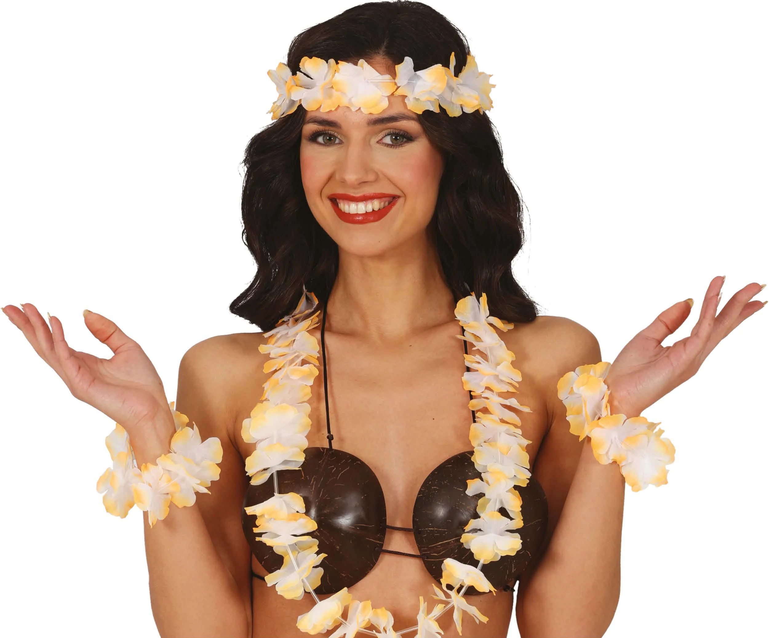 Hawaii szett narancs(fejpánt, nyakfüzér, karkötő)