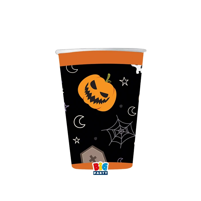 Pohár Halloweenre - fekete tök, pók - 250 ml, 8 db / csomag