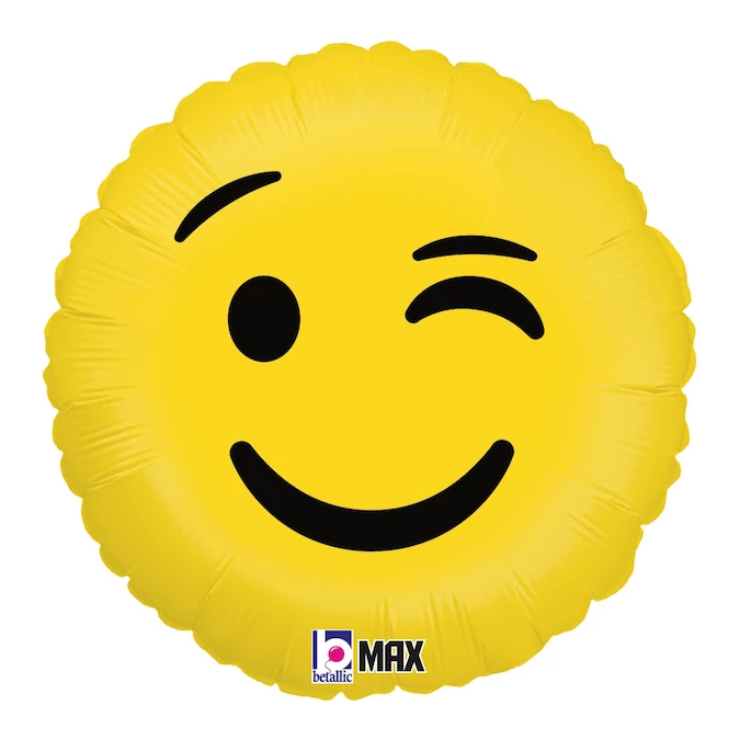 46 cm-es Emoji kacsintós mosolygós fólia lufi