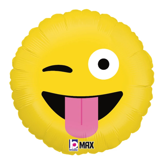 46 cm-es Emoji kacsintós nyelves fólia lufi