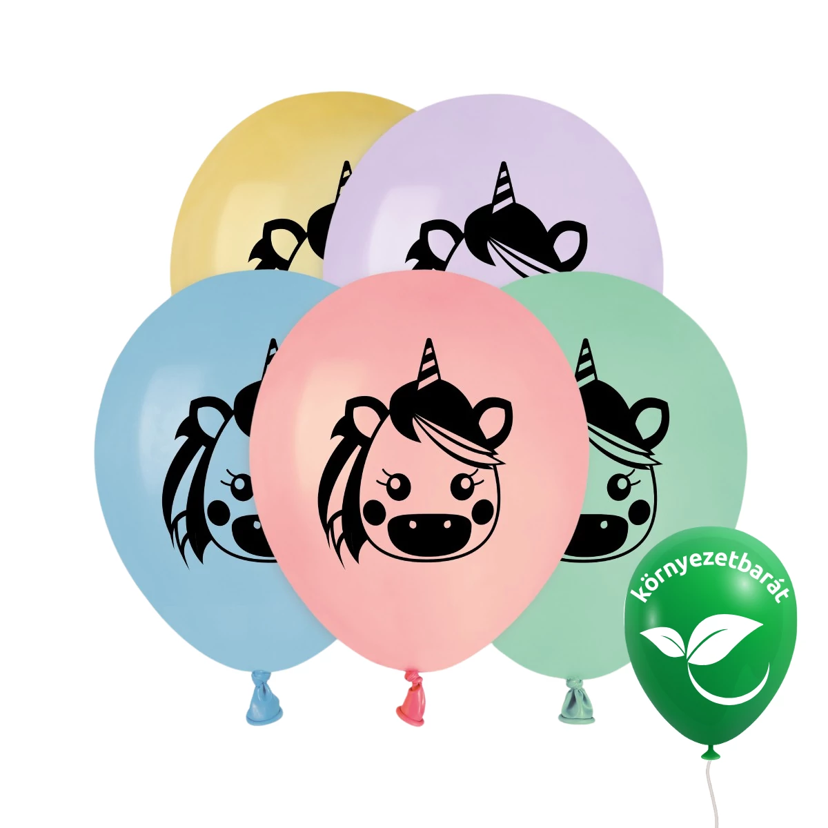 Gemar 13 cm Unikornis fej / Unicorn Head #785 printelt latex lufi – 100 db/csomag