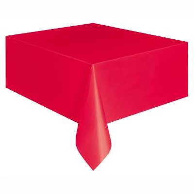 Piros műanyag asztalterítő - 137 cm x 274 cm