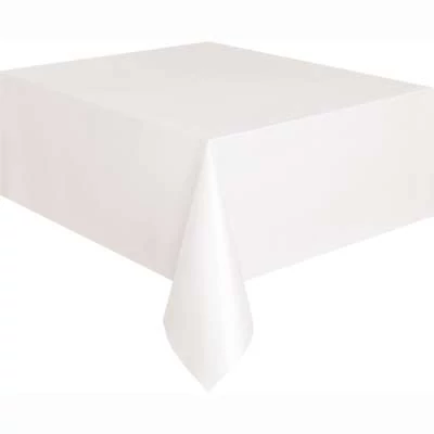 Fehér műanyag asztalterítő - 137 cm x 274 cm