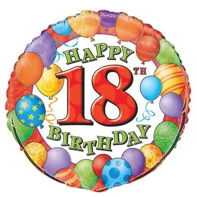 Happy Birthday feliratos fólia lufi 18. születésnapra