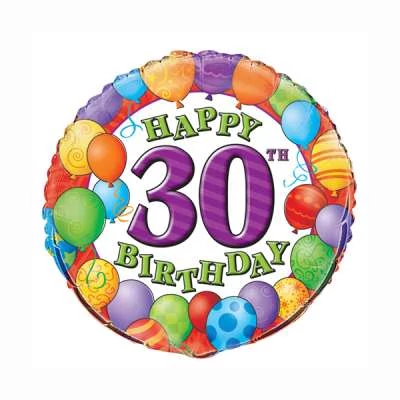 Happy Birthday feliratos fólia lufi 30. születésnapra