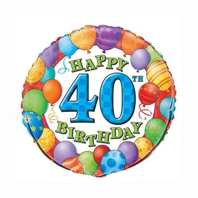 Happy Birthday feliratos fólia lufi 40. születésnapra