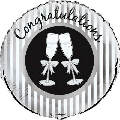 45 cm-es Congratulations pezsgőspoharas fólia lufi