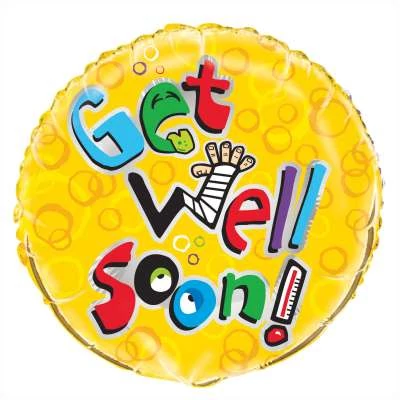 45 cm-es vicces Get Well Soon fólia lufi