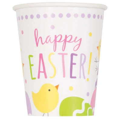 Húsvéti papírpohár Happy Easter felirattal - 8 db / csomag