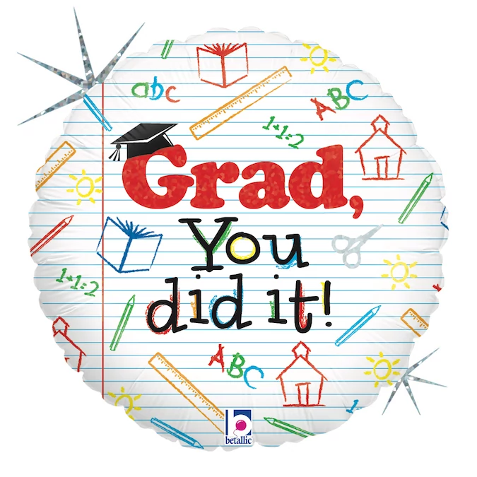 45 cm-es Grad You did it! feliratú, kerek fólia lufi