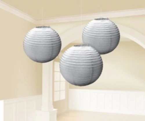 Ezüst színű lampion 24 cm 3 db/cs