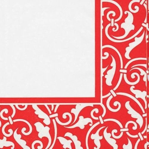 Barokk mintás piros szalvéta 33x33 cm, 16 db/cs.