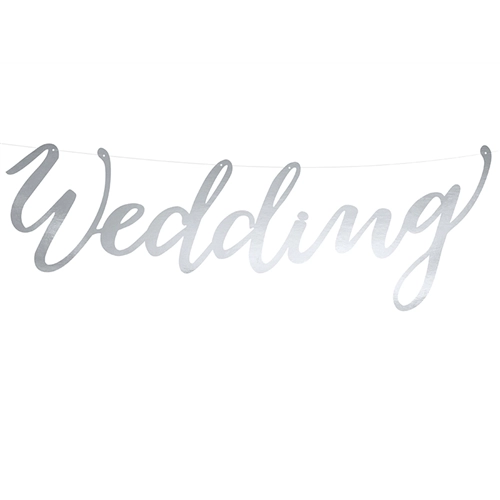 Ezüst színű Wedding felirat - 16,5 cm x 45 cm