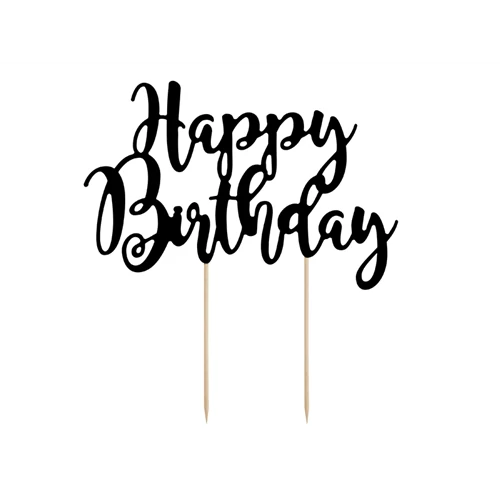 Fekete Happy Birthday tortadísz 22,5 cm