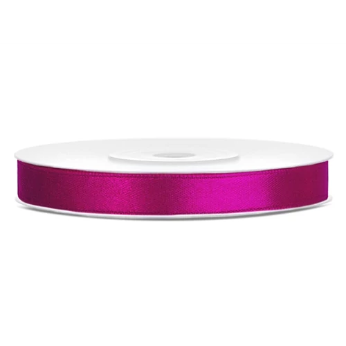 Fuxia színű szatén szalag - 6 mm x 25 m