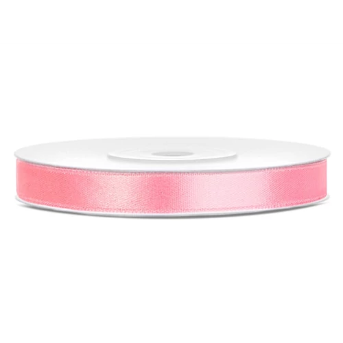 Világos pink színű szatén szalag - 6 mm x 25 m