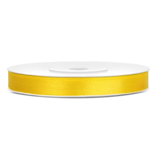 Sárga színű szatén szalag - 6 mm x 25 m