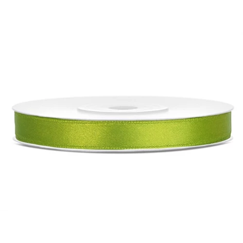 Limezöld színű szatén szalag - 6 mm x 25 m