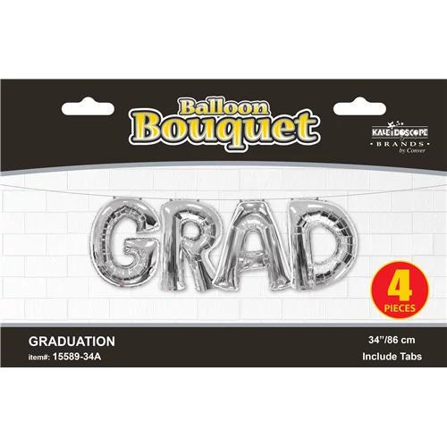 Super Grad felirat ezüst színű betű fólia lufi csomag