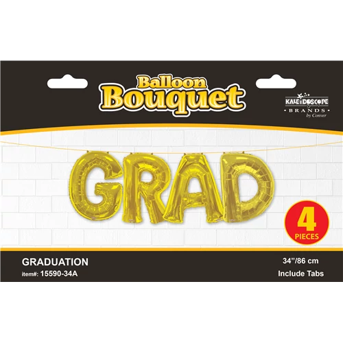 Super Grad felirat arany színű betű fólia lufi csomag