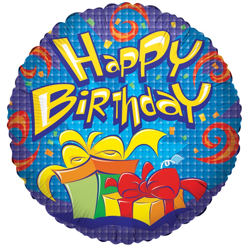 45 cm-es Happy Birthday ajándékcsomagos fólia lufi