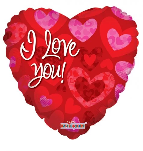 SuperShape - I love you prizmás szívekkel fólia lufi