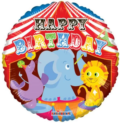 45 cm-es Happy Birthday cirkuszos fólia lufi
