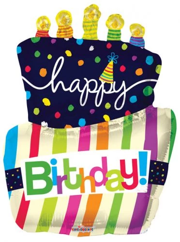 SuperShape - Happy Birthday torta gyertyával fólia lufi