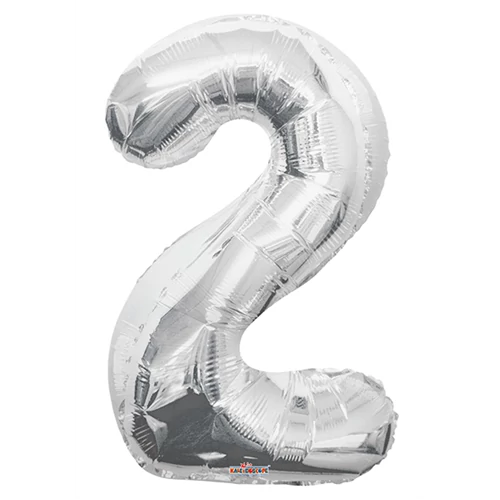 SuperShape - ezüst színű 2-es szám fólia lufi