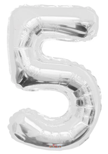 SuperShape - ezüst színű 5-ös szám fólia lufi