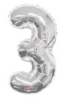 MiniShape - ezüst színű 3-as szám fólia lufi
