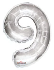 MiniShape - ezüst színű 9-es szám fólia lufi