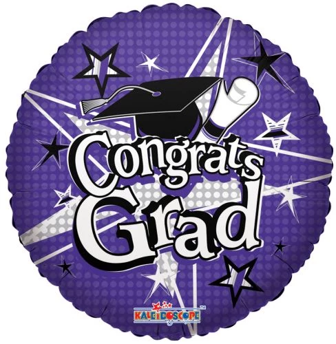 45 cm-es Congrats Grad lila csillagos fólia lufi