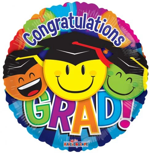 45 cm-es Smiley Congratulations Grad átlátszó fólia lufi