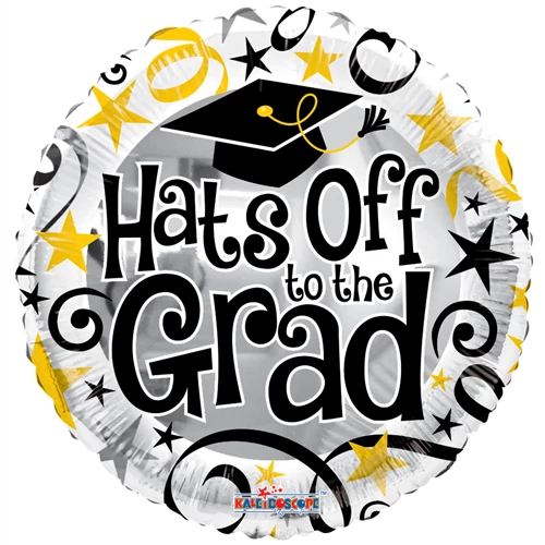 45 cm-es Hats off to the Grad szürke fólia lufi