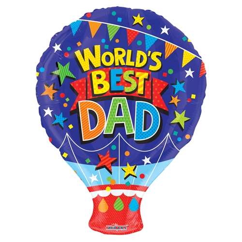 45 cm-es World's best Dad, Hőlégballon alakú fólia lufi