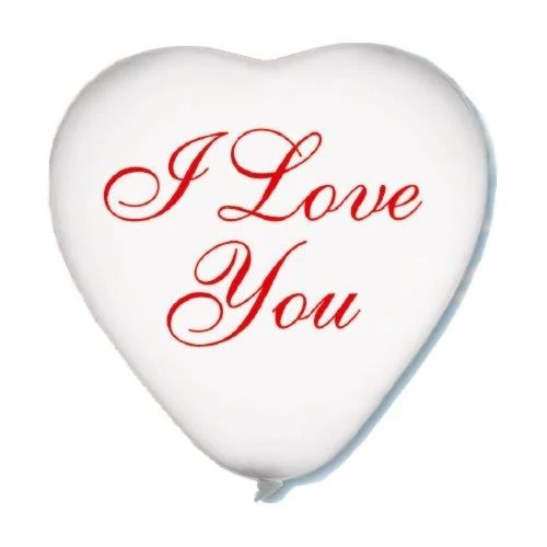 40 cm-es fehér I love you printelt gumi léggömb 10 db/cs.
