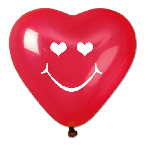 40 cm-es Smiley szív alakú, printelt gumi léggömb - 50 db / csomag