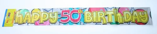 Happy 50. Birthday fólia felirat, 360 cm