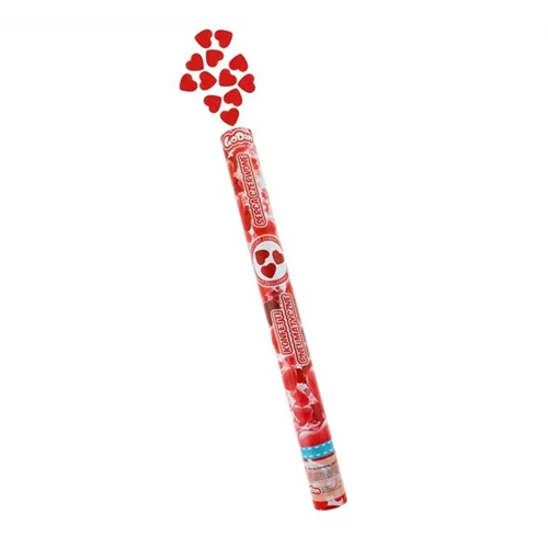 Piros szív konfetti ágyú 60 cm