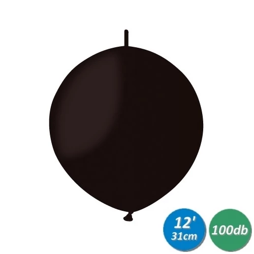 33 cm-es bóbitás fekete gumi léggömb - 100 db / csomag