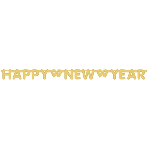Arany színű glitteres Happy New Year girland - 160 cm x 11 cm