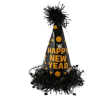Fekete Happy New Year csákó rojttal